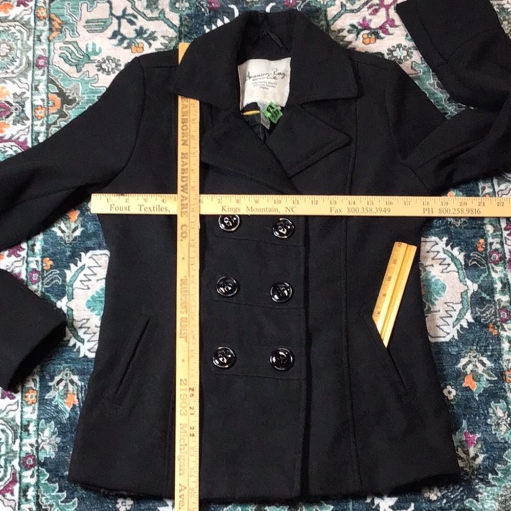 American Rag Charcoal Soft Short Peacoat Jacket Pockets Sz Small - Picture 10 of 13